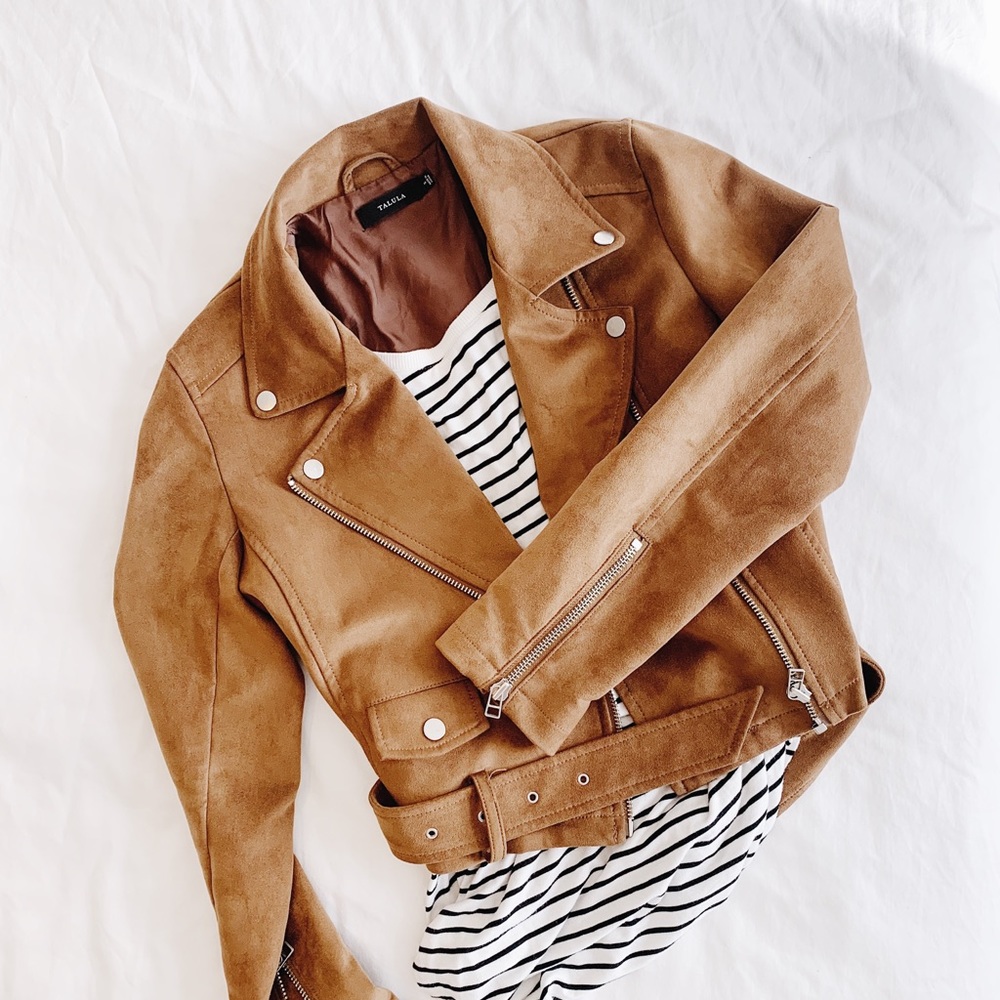 Talula Morton Jacket Dark Camel Faux Suede